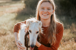 girl with dog